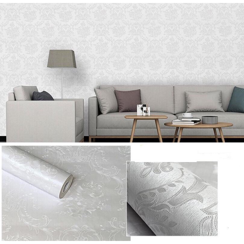 5 mét decal dán bếp khổ 60cm rộng tráng nhôm chịu nhiệt có keo - hoa văn trắng đức