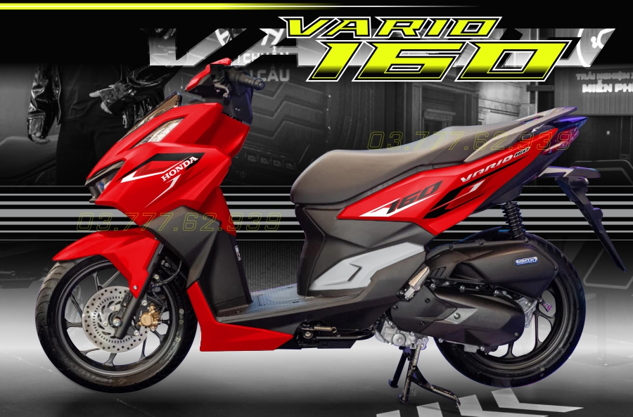 Tem rời Vario 160 xe đỏ - mẫu mới 2023 trắng đen - tem chuẩn form dễ dán