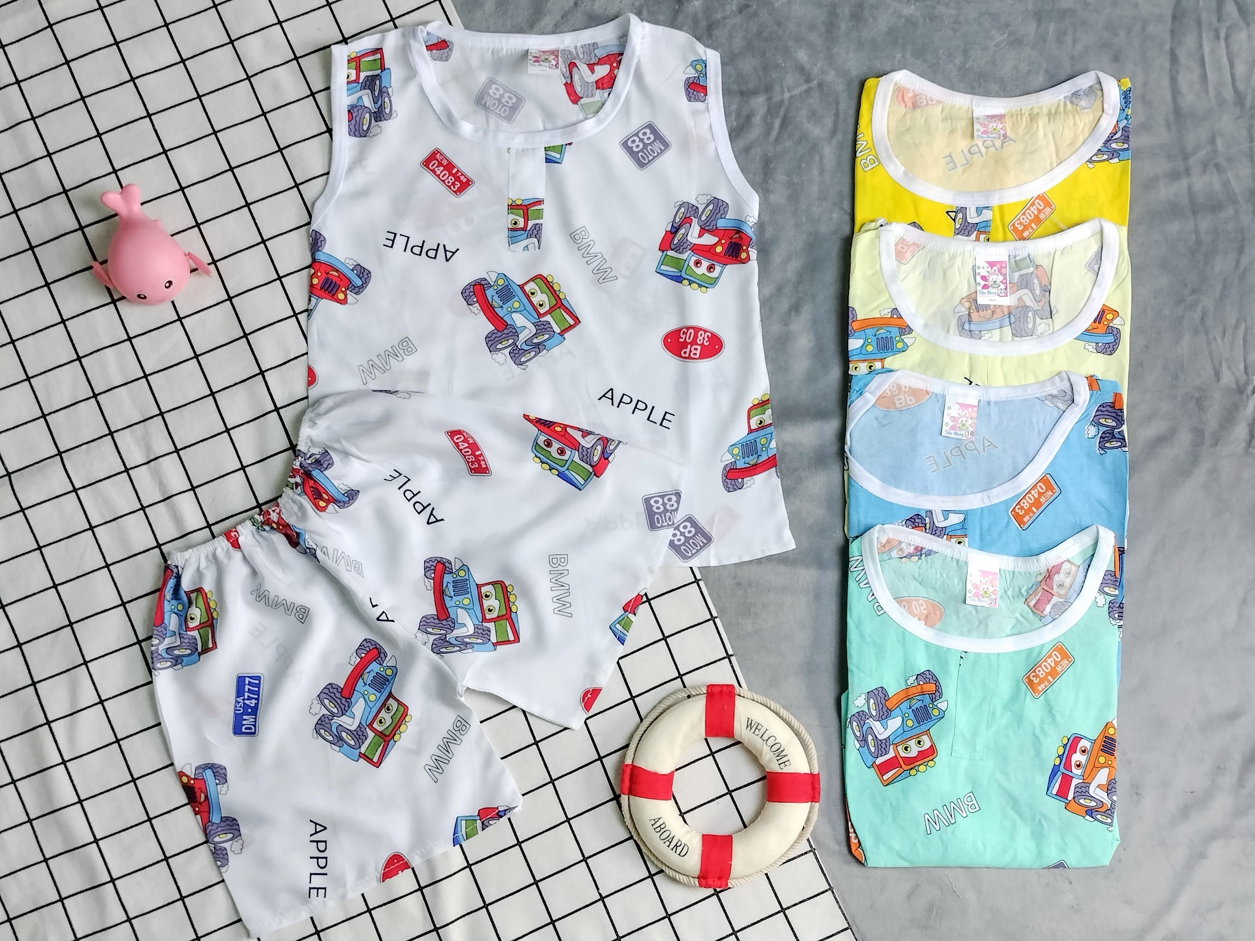 Bộ Tole Sát Nách Họa Tiết Dễ Thương Bé (6-14kg) (giao họa tiết ngẫu nhiên)