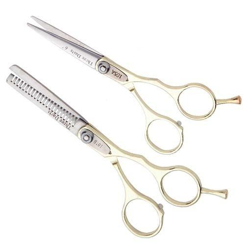 Bộ kéo cắt và tỉa tóc gọng vàng