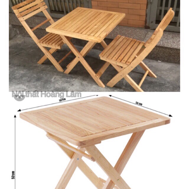 Bàn ghế gỗ nhỏ cao su bàn ghế cafe 2 ghế và 1 bàn