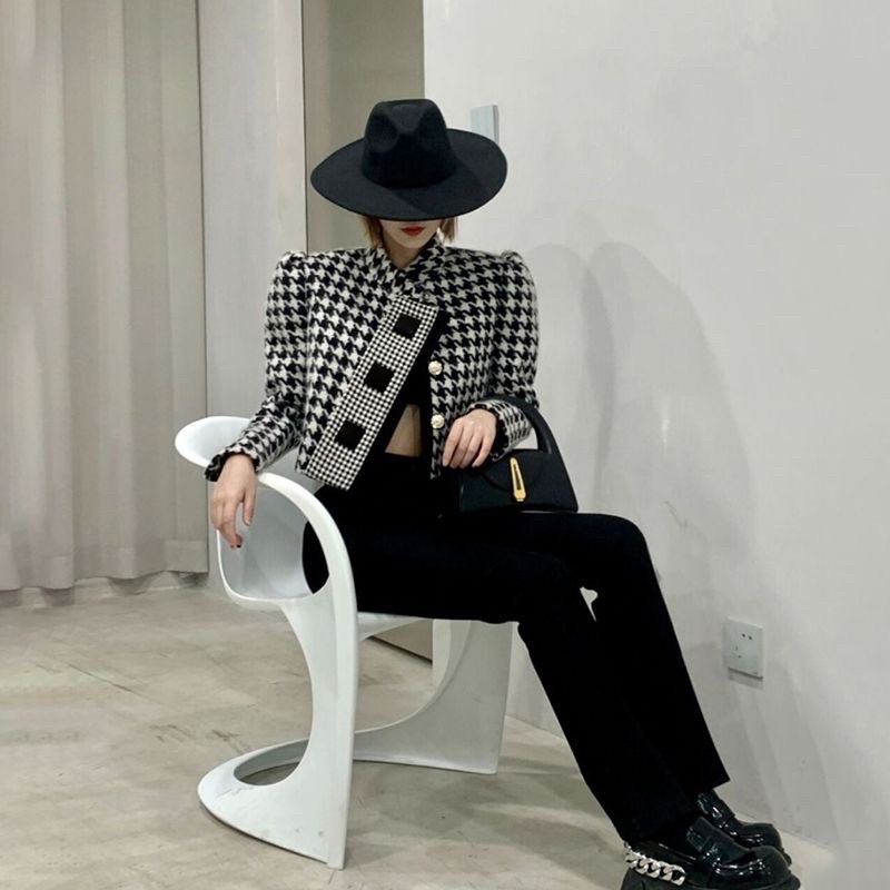 FREESHIP ÁO DẠ TWEED CROTOP ZICZAC Sang chảnh
