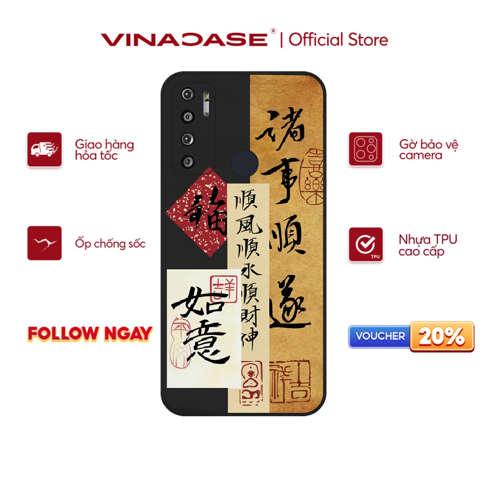 Ốp lưng vina case vsmart joy 3/joy 4/bee 3/star 3/aris/....dẻo đen in hình thư pháp