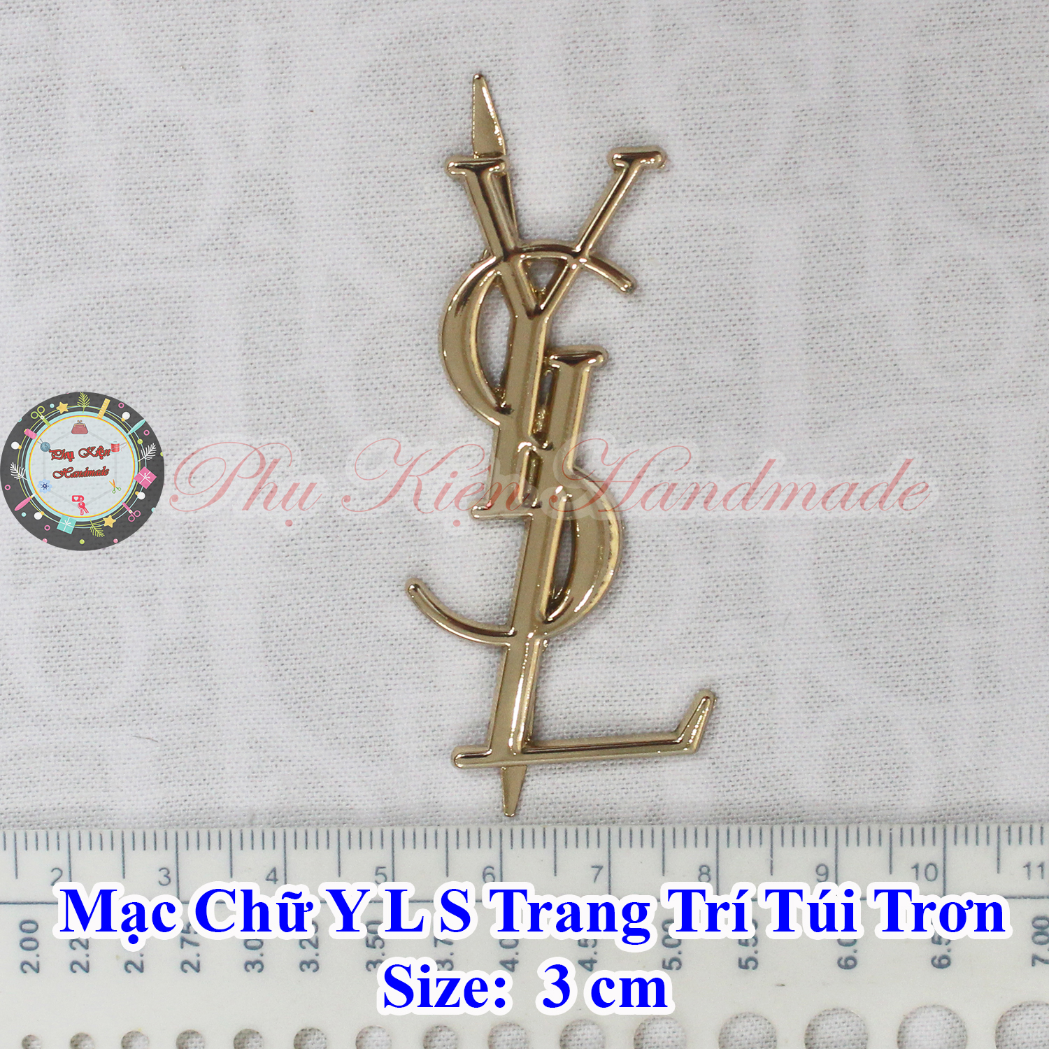 Mạc chữ Y L S trang trí túi trơn