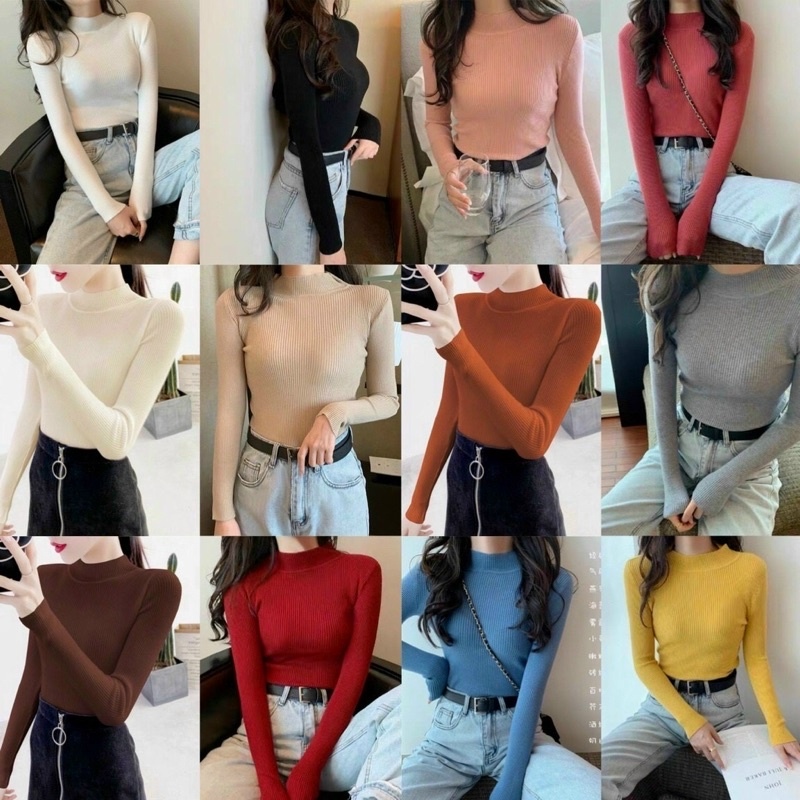 ✒☬✗  [Freeship] Áo Len Tăm Cổ Ba Phân Dày Dặn Mềm Mịn