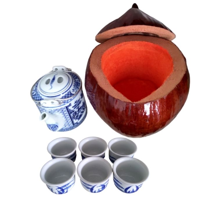 Bình ủ trà trái dừa có sơn bóng / Bình trà 0,4 - 0,7 lít / Giữ ấm từ 3 - 6 giờ / Sản phẩm sản xuất thủ công / Xưởng sản xuất tại Bến Tre