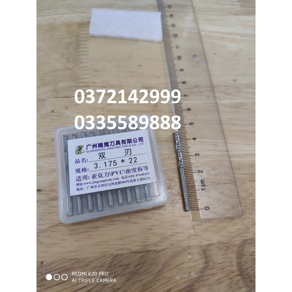 Mũi cnc xoắn 2 me 3.175 lưỡi 22mm