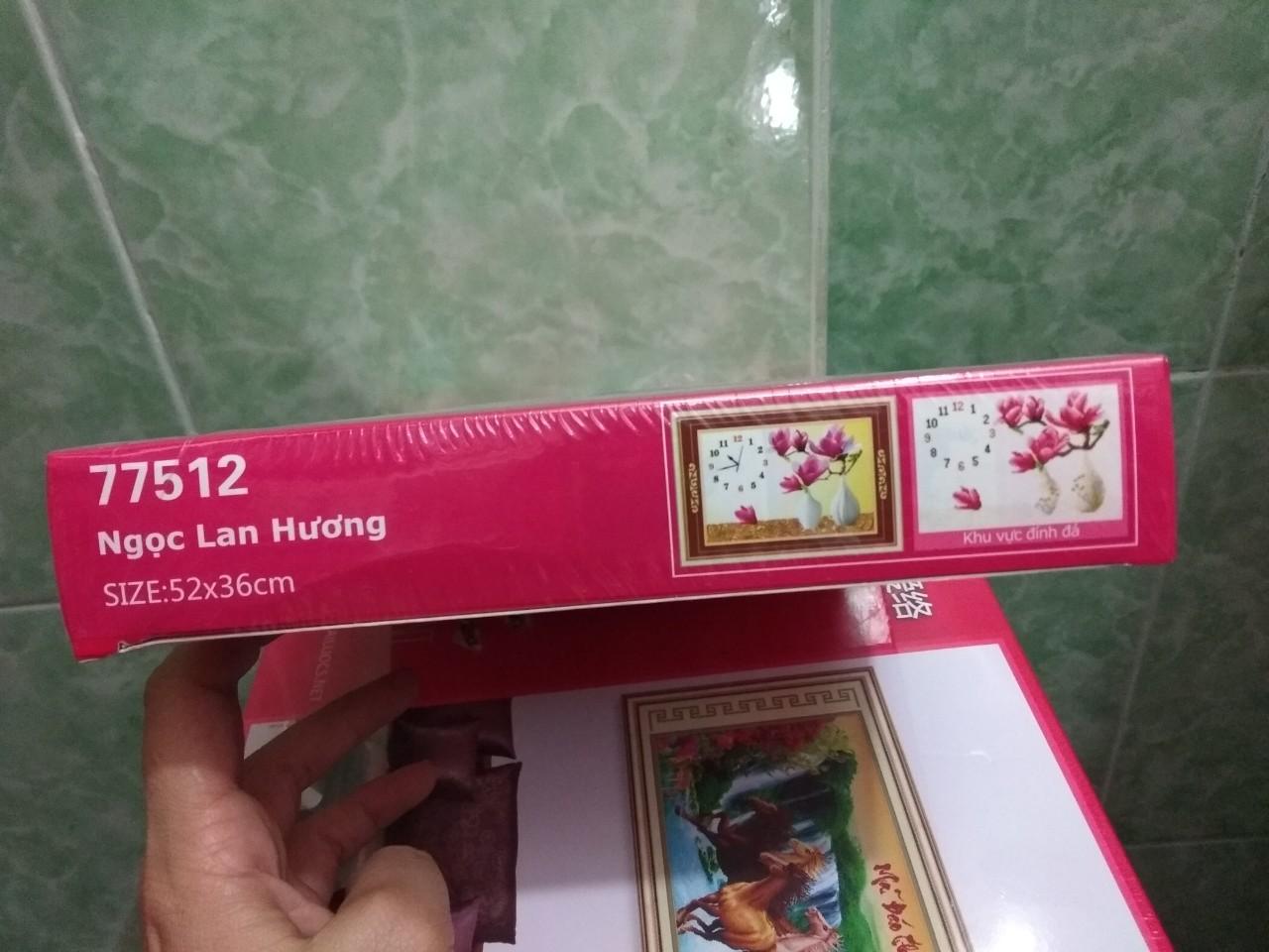 [HCM]tranh đính đá đồng hồ hoa ngọc lan 77512