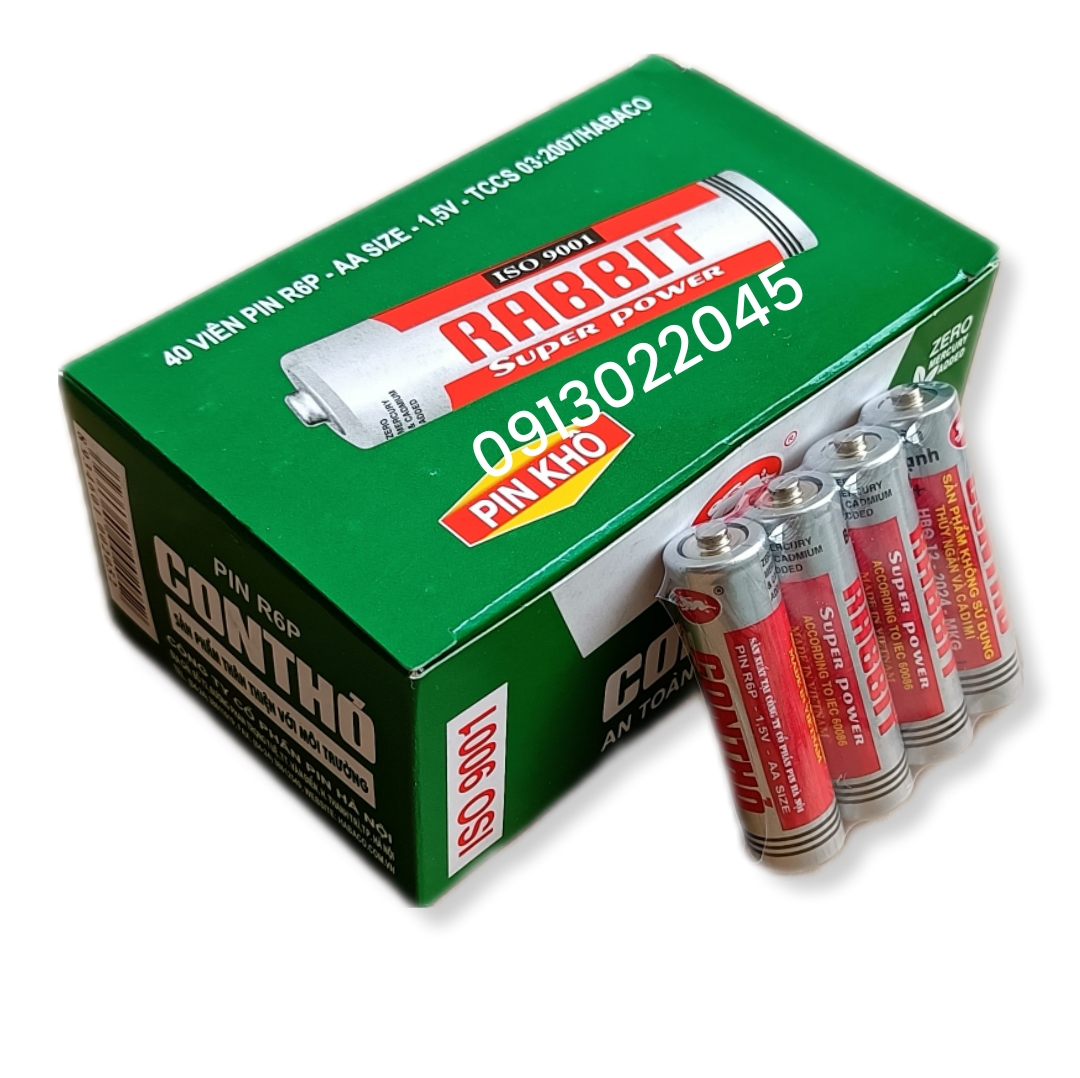 Hộp 40 viên pin Con thỏ AAA, AA (Pin AAA nhỏ hơn AA)