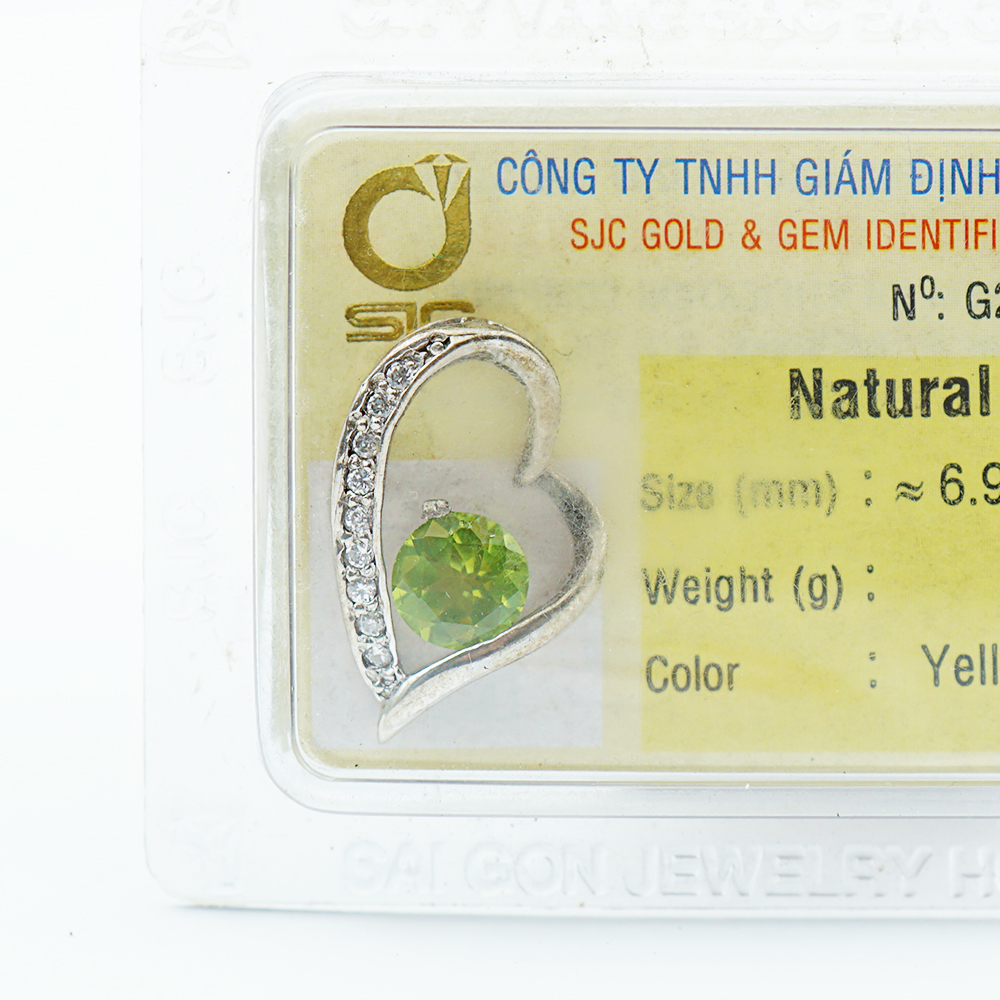Mặt dây chuyền bạc 925 đính đá Peridot Ngọc Olivin tự nhiên