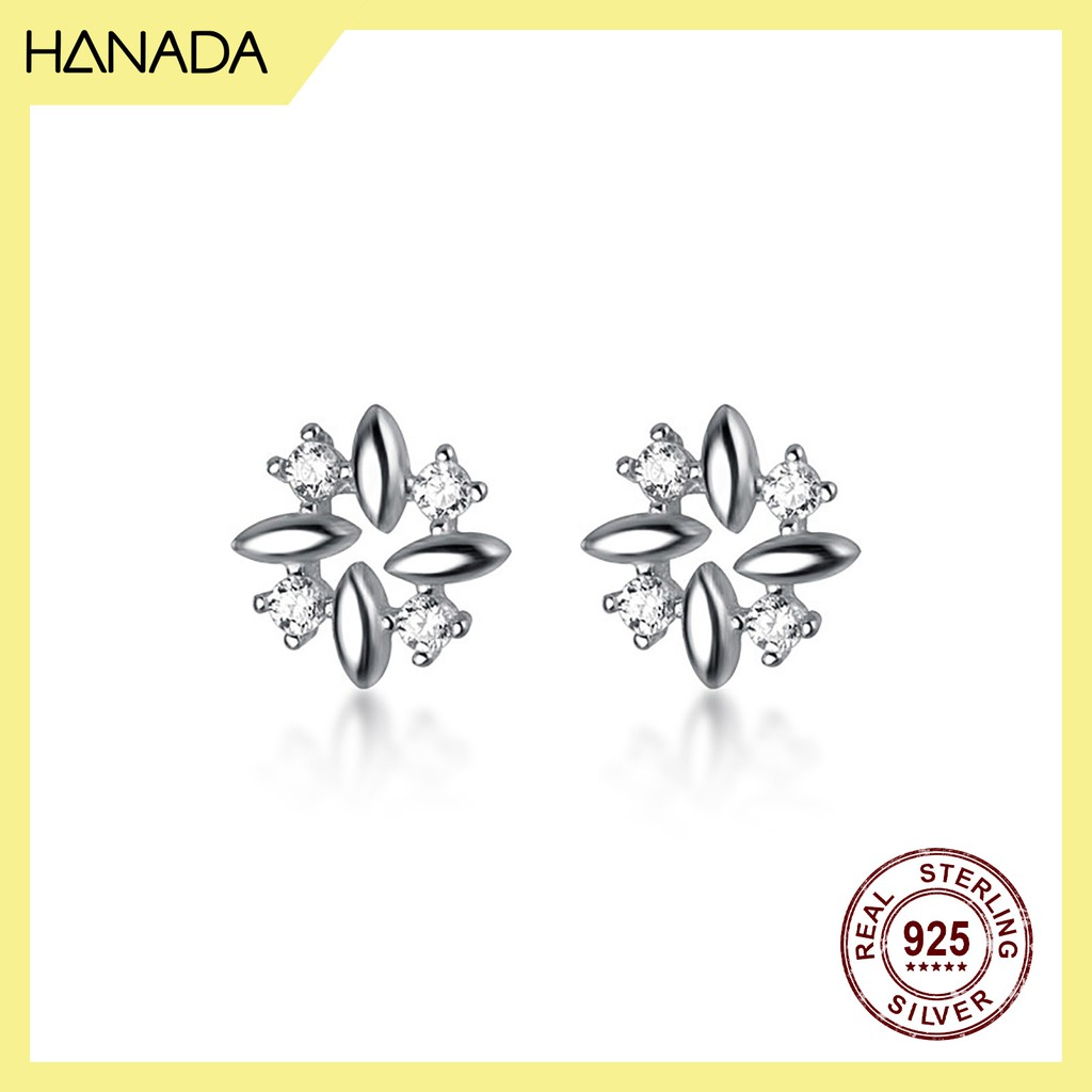 Bông Tai Bạc 925 Hanada 0657 Bốn Hạt Đá