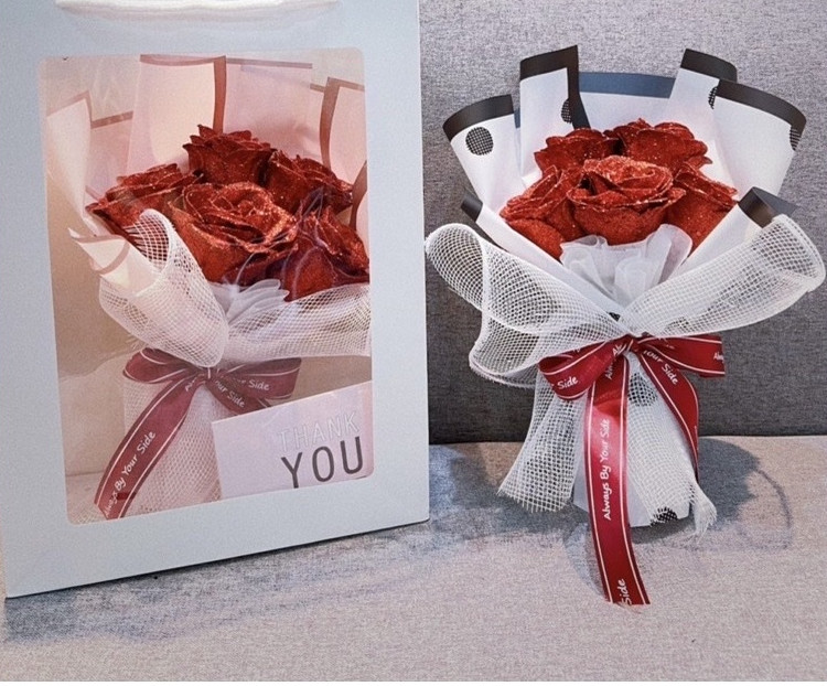 Bó hoa hồng sáp nhũ thơm hoa sáp làm quà tặng 8/3, 20/10 dg-203 quà tặng mẹ,quà tặng vợ,người yêu