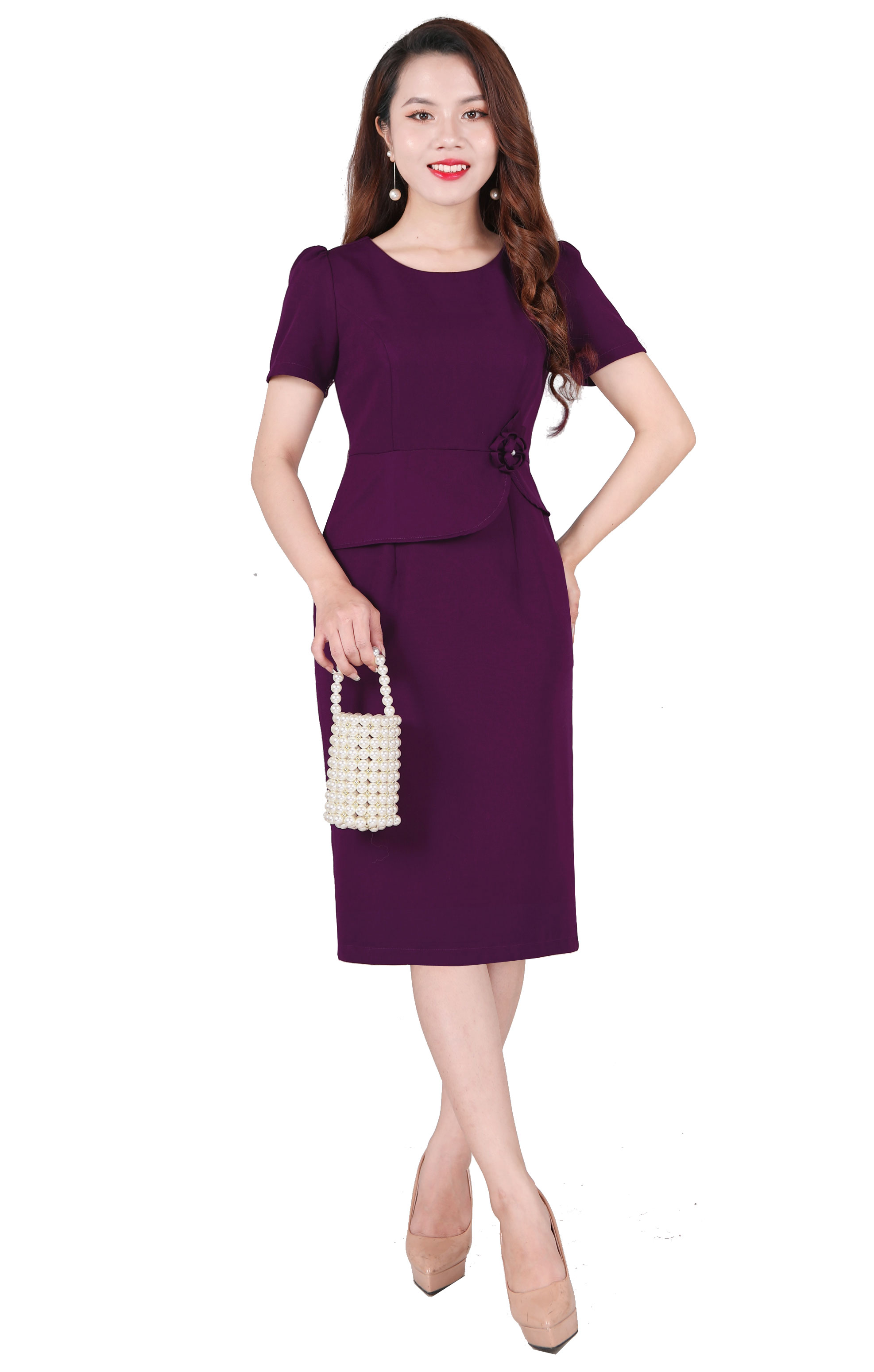Đầm Peplum Kết Hoa Thủ Công Sang Trọng DL805