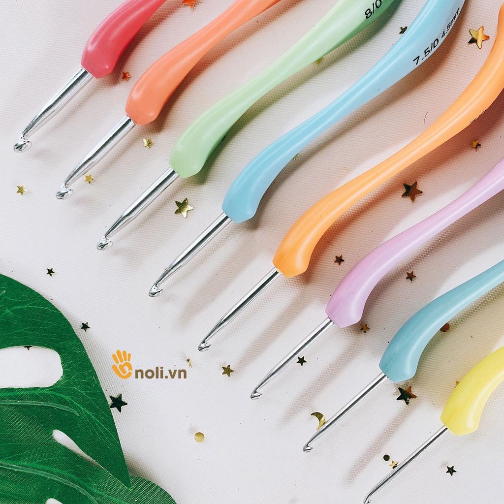 Bộ kim móc cán cong 8 cây - Móc len