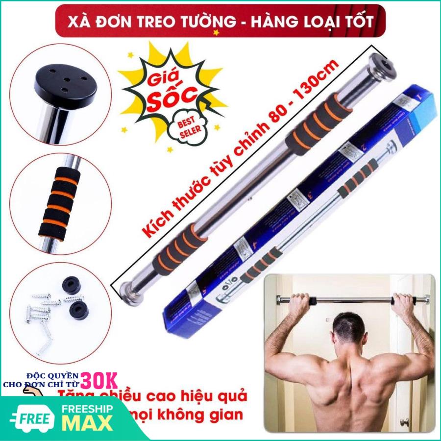 Xà đơn treo tường 80-130cm, dụng cụ tập xà đơn gắn tường 80 -130 cm - thế hệ 2018