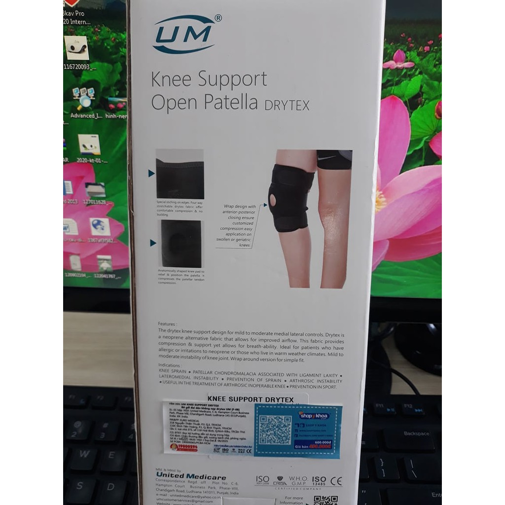 [HCM]Bó gối đai dán không nẹp drytex UM (F-08)