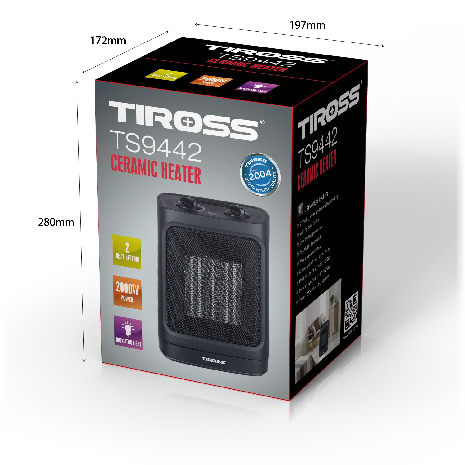 Quạt sưởi gốmTiross 9442 2000W