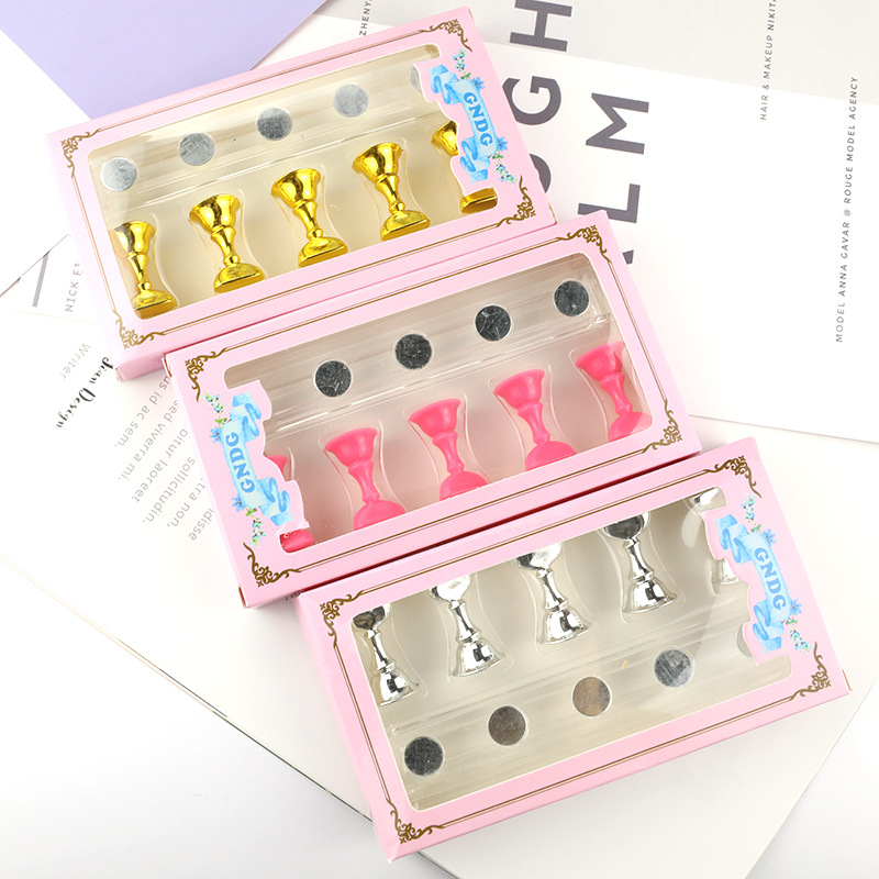 Q set 5 đế gắn móng giả tập sơn vẽ nail (giá đỡ móng giả tập vẽ) Y