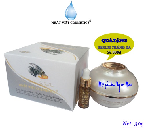 Kem trắng da ngừa nhăn se khít lỗ chân lông cao cấp Ngọc Trai Đen - Sữa Ong Chúa NHẬT VIỆT 25g (Tặng Serum trắng da 5ml)