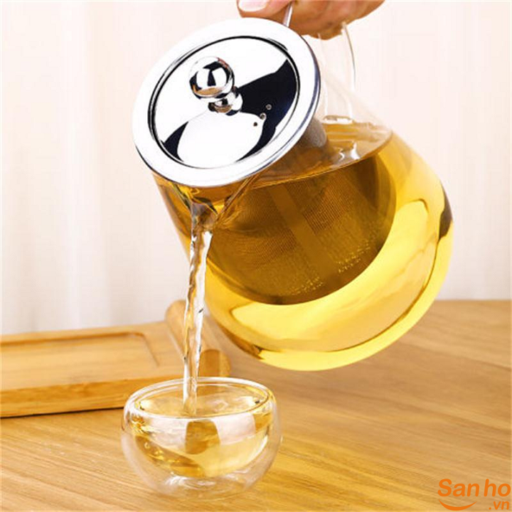 Ấm pha trà thuỷ tinh cao cấp chịu nhiệt 1170ml