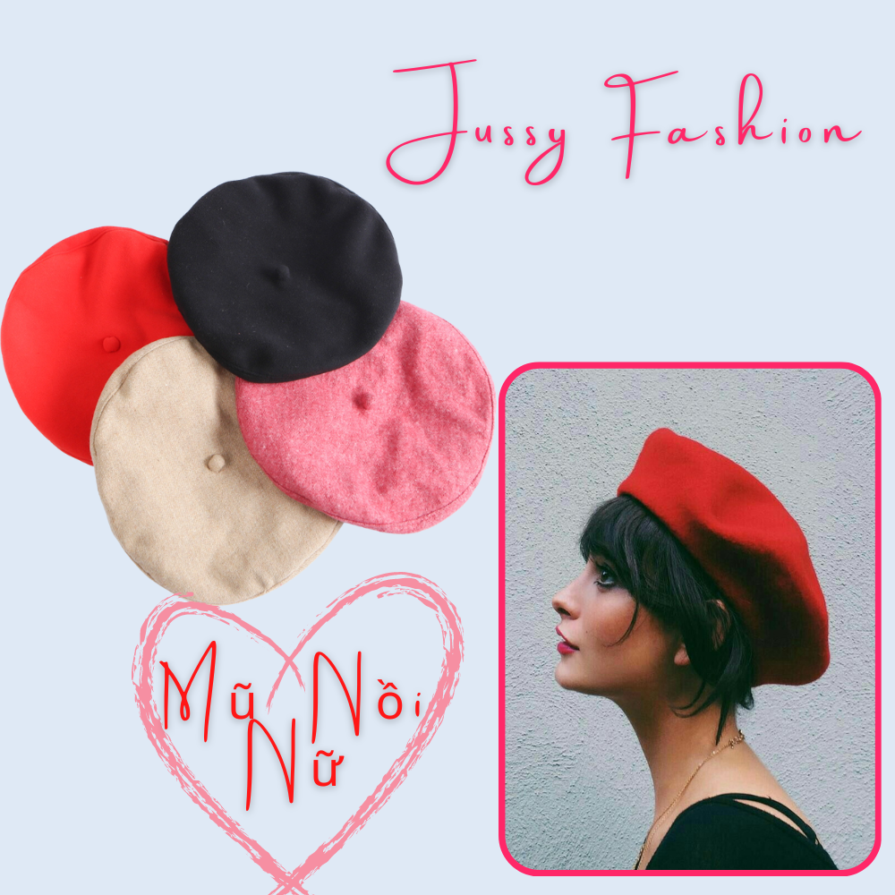 Mũ nồi cao cấp vải Wool, nón beret nữ