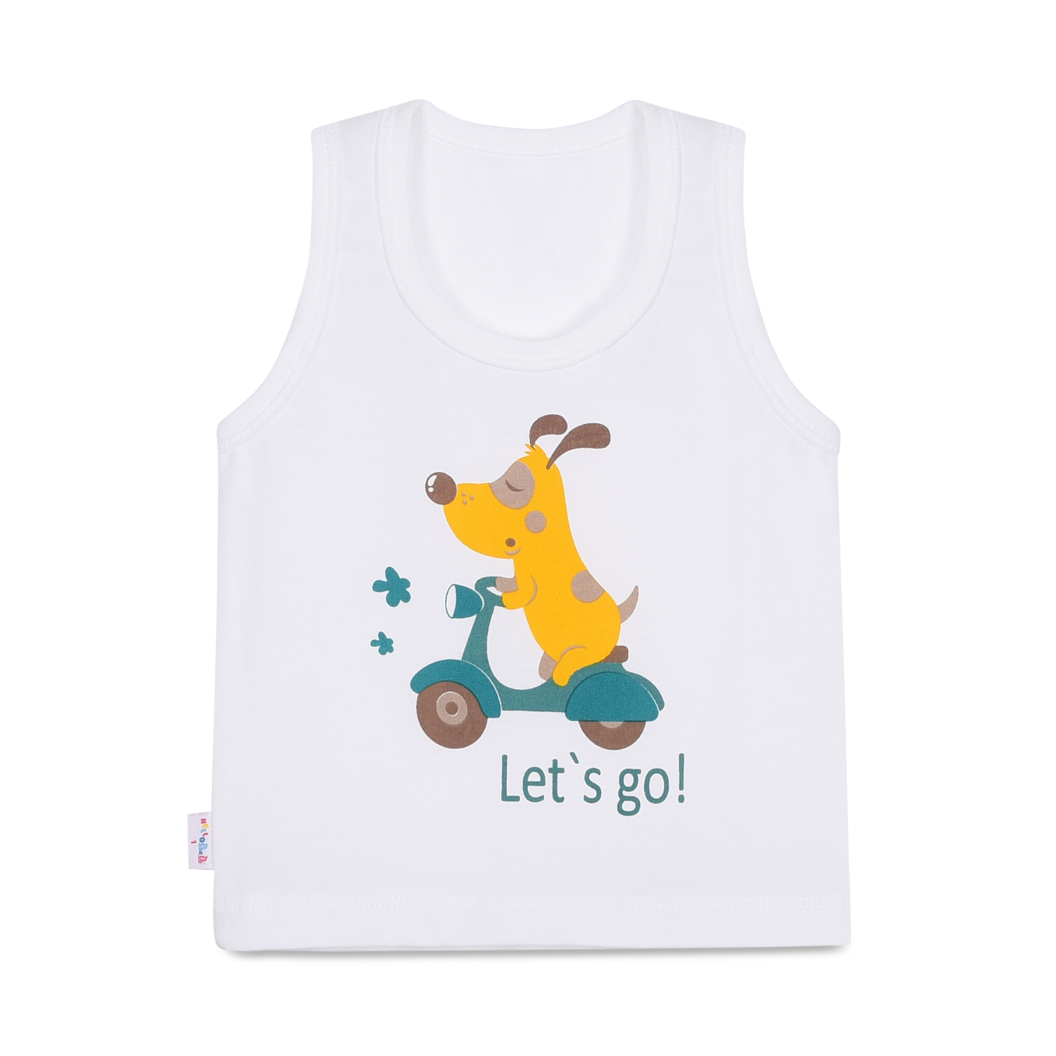 Áo 3 lỗ trắng HELLO BB AL0022 (Viền màu & Hình in ngẫu nhiên)