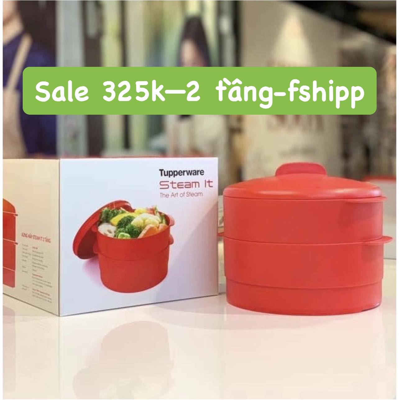 Xửng Hấp Tupperware 2 tầng, màu đỏ