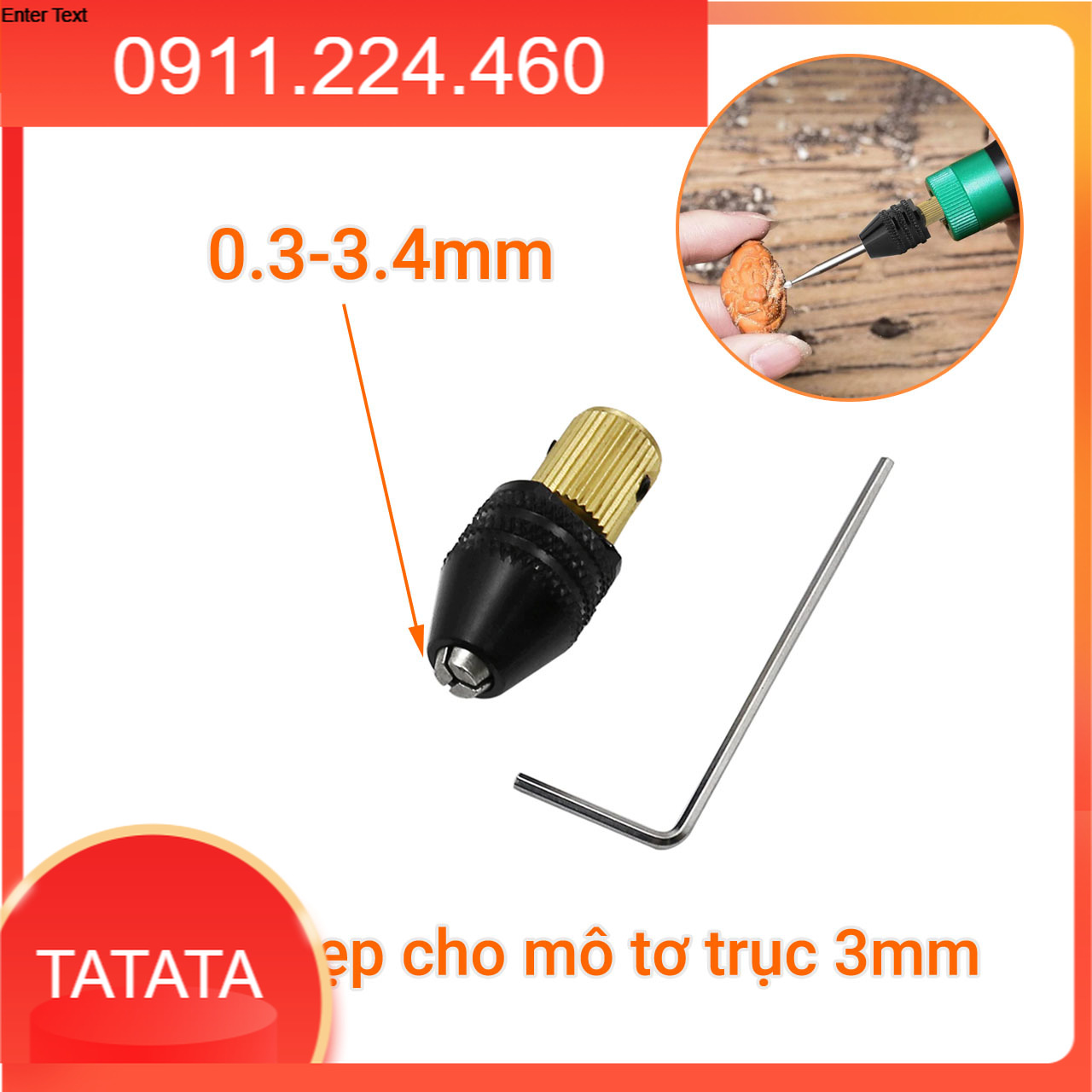 Đầu kẹp mũi khoan cho motor trục 3mm