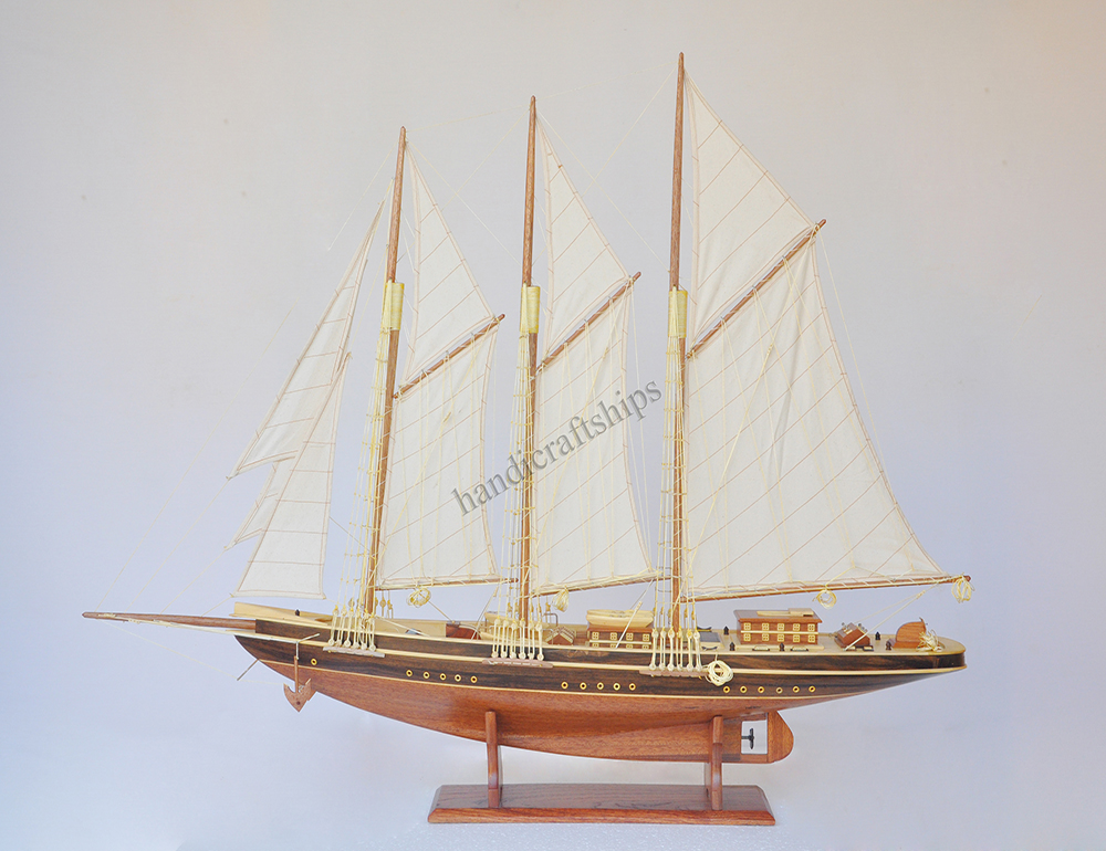 Mô hình thuyền gỗ phong thủy Atlantic (Thân: 60cm) có video