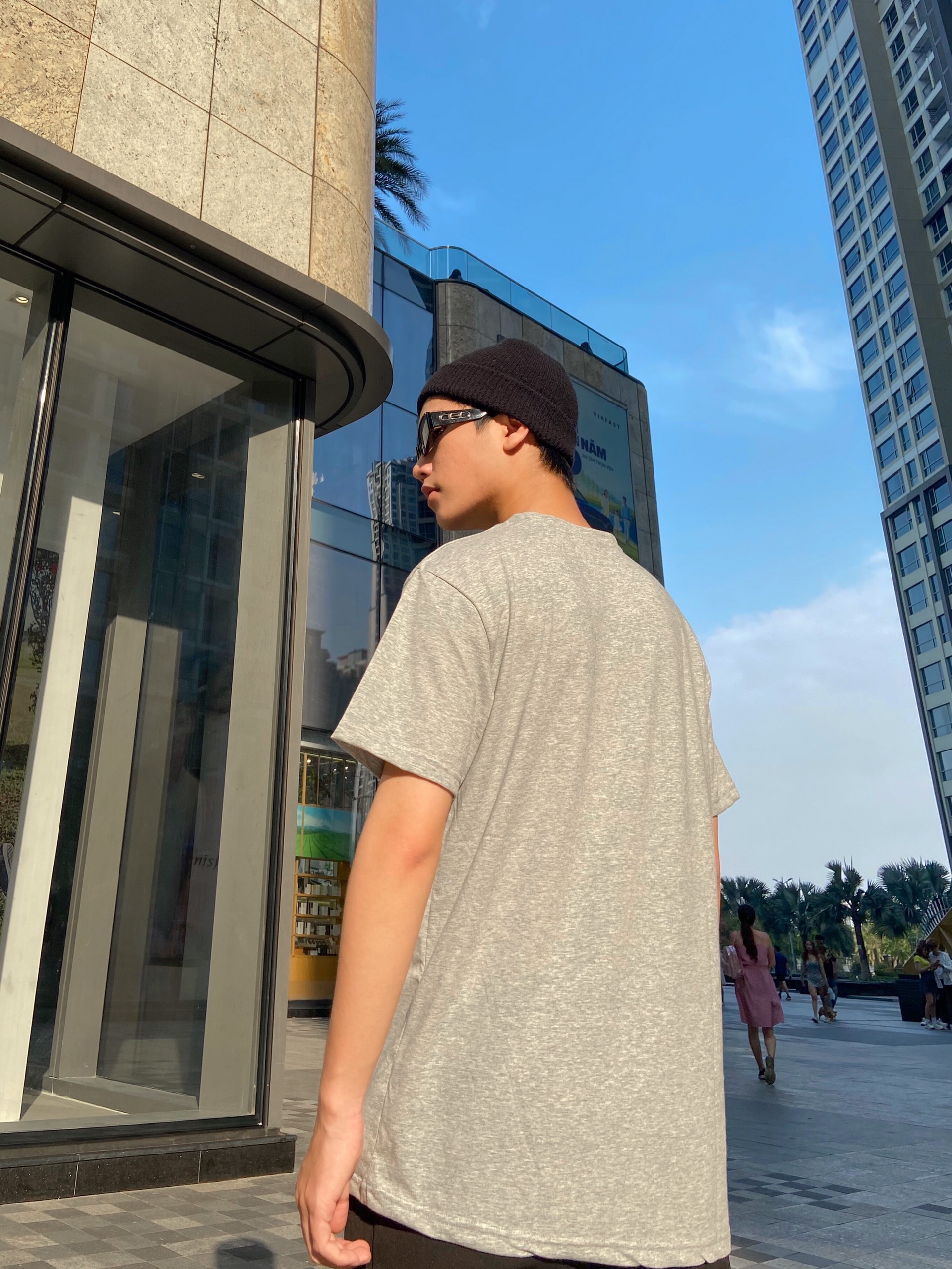 Áo thun henley cổ trụ cộc tay chất liệu cotton Giisel