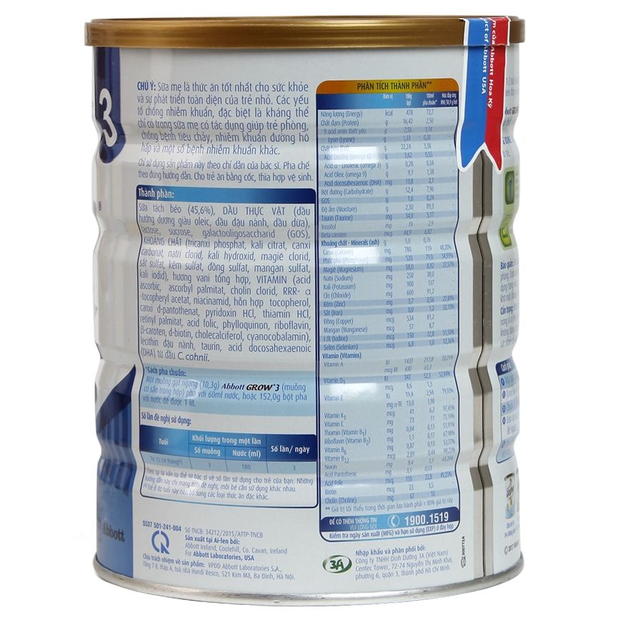 Sữa bột Abbott Grow 3 (G-Power) lon 900g date 2025