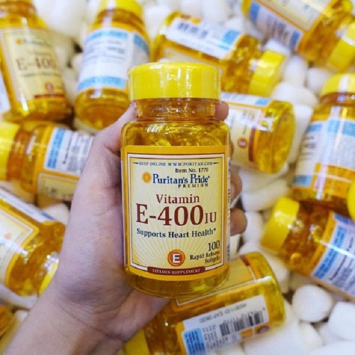 Viên uống đẹp da Vitamin E 400 IU Puritan's Pride ngăn ngừa loãn hoá , bảo vệ da giúp da luôn mềm mại - hộp 100 viên - HÀNG CTY NHẬP KHẨU MỸ