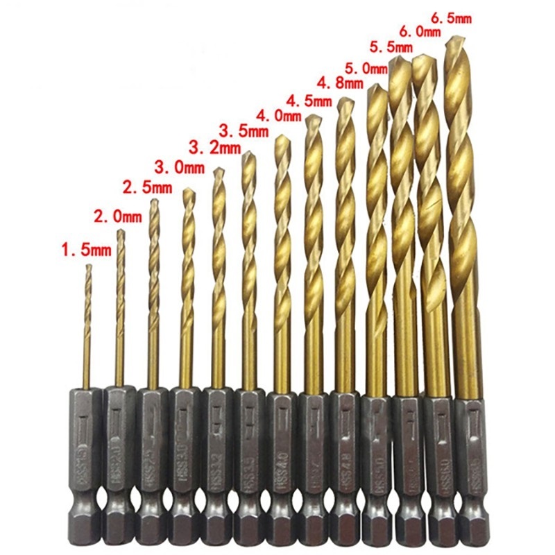 Mũi Khoan Thép Gió HSS Titanium Chuôi Lục Giác phi 1.5 - 6.5mm