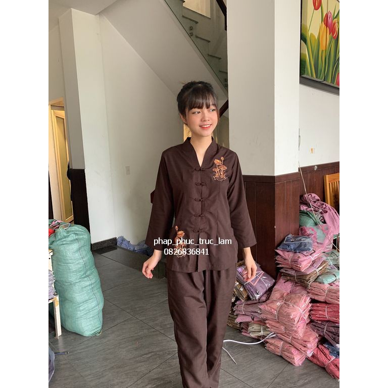 [HCM]Đồ lam đồ đi chùa đồ phật tử - cổ tàu thêu