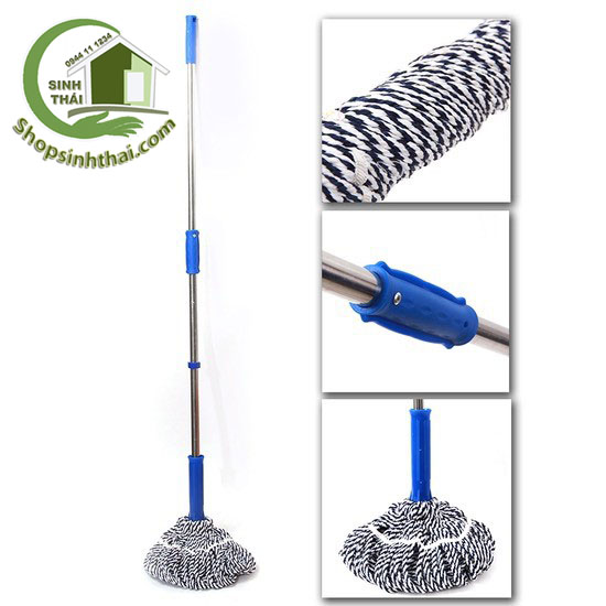 Cây lau nhà tròn tay vặn, vắt trợ lực - dài 120cm