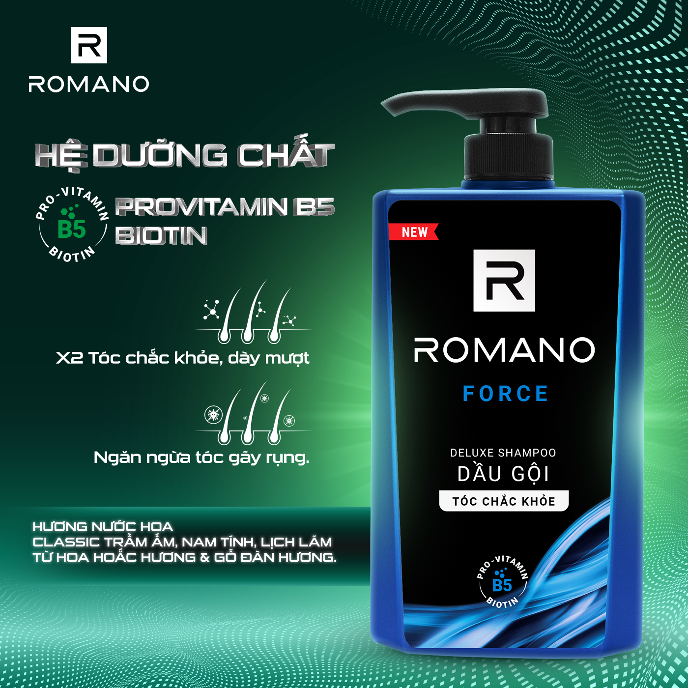 Dầu gội hương nước hoa Romano Force 180g