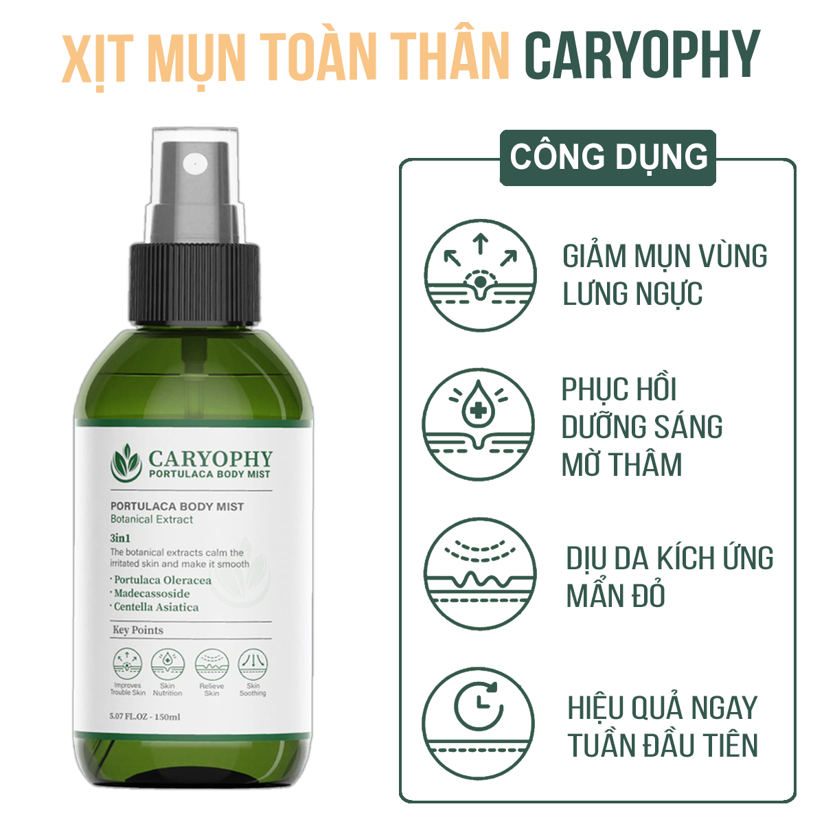 Xịt mụn lưng Caryophy Portulaca Body Mist 150ml