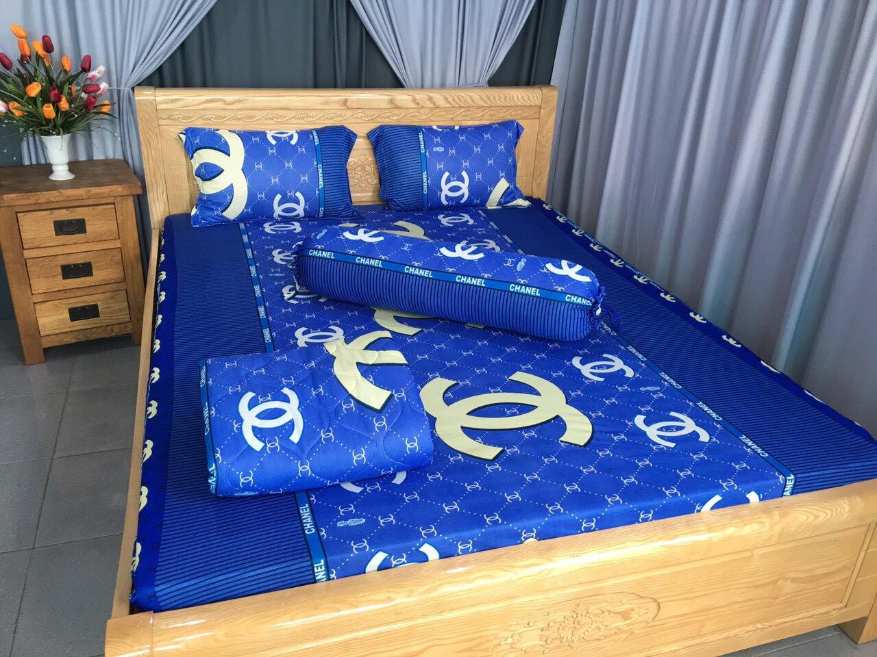 Bộ ga giường - drap thun Hàn Quốc CHAN'el- ga thun lạnh ( 1 ga nệm, 2 vỏ gối nằm, 1 vỏ gối ôm)