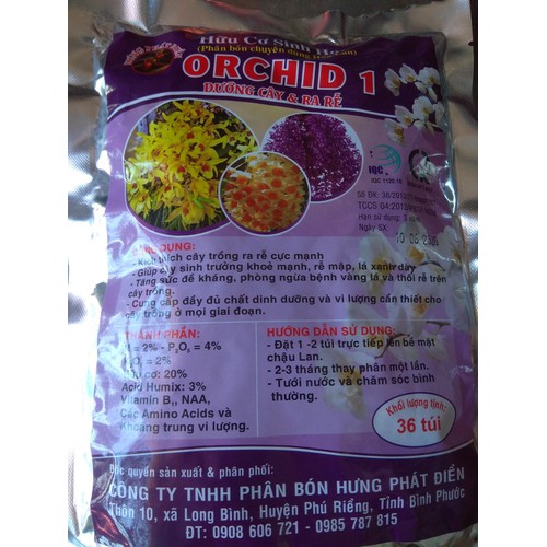 Phân hữu cơ orchid 1 dưỡng cây ra rễ - gói 36 túi