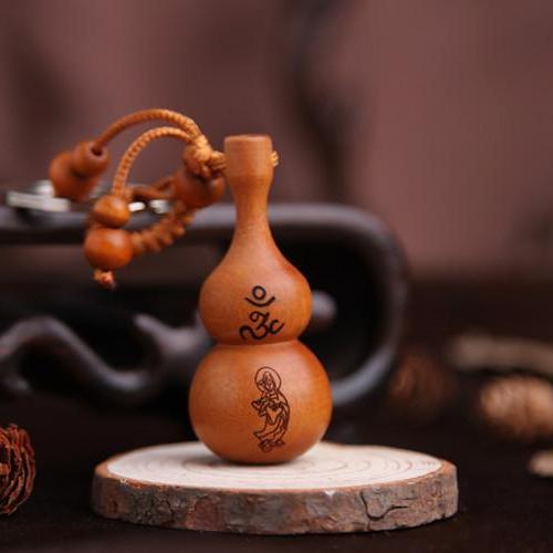 Móc Khóa Gỗ Thủ Công Khắc Hình Hồ Lô May Mắn