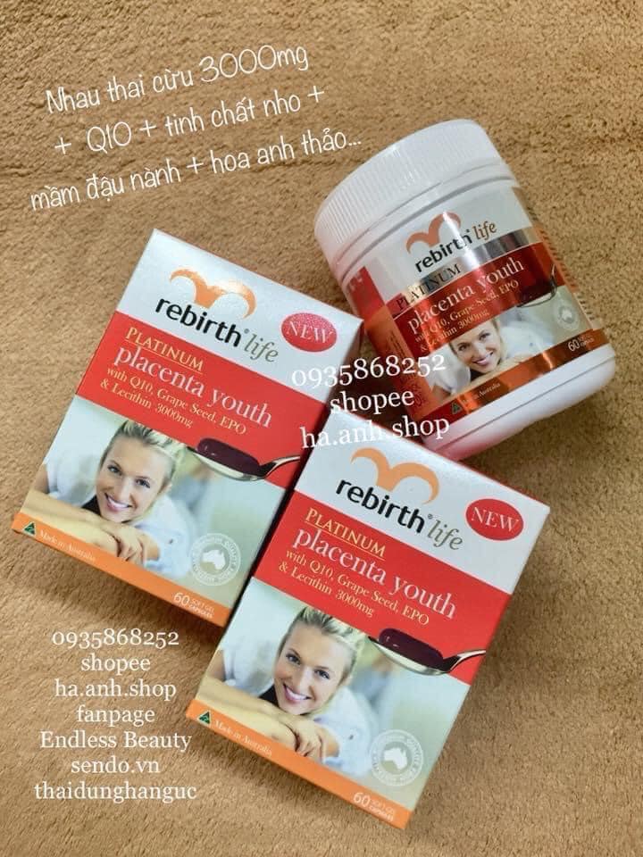 PLACENTA YOUTH 3000mg Rebirth 60 viên