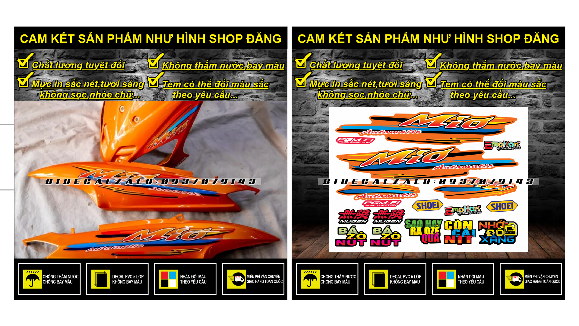 TEM RỜI MIO NHỎ CHẾ DÁN XE CAM