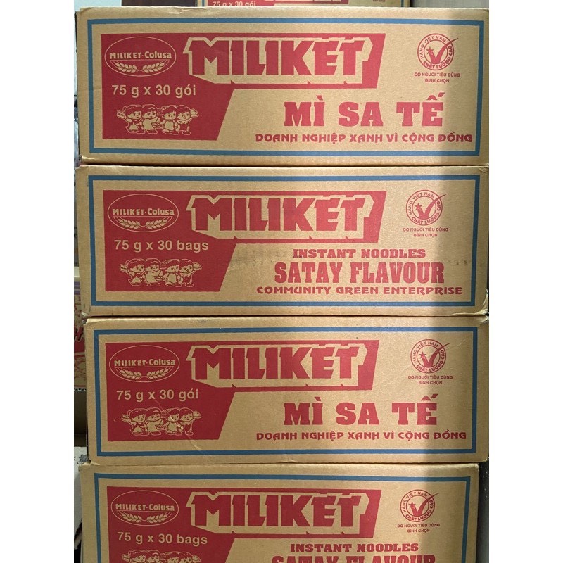 Mì Miliket giấy vị sa tế (thùng 30 gói x 75g)