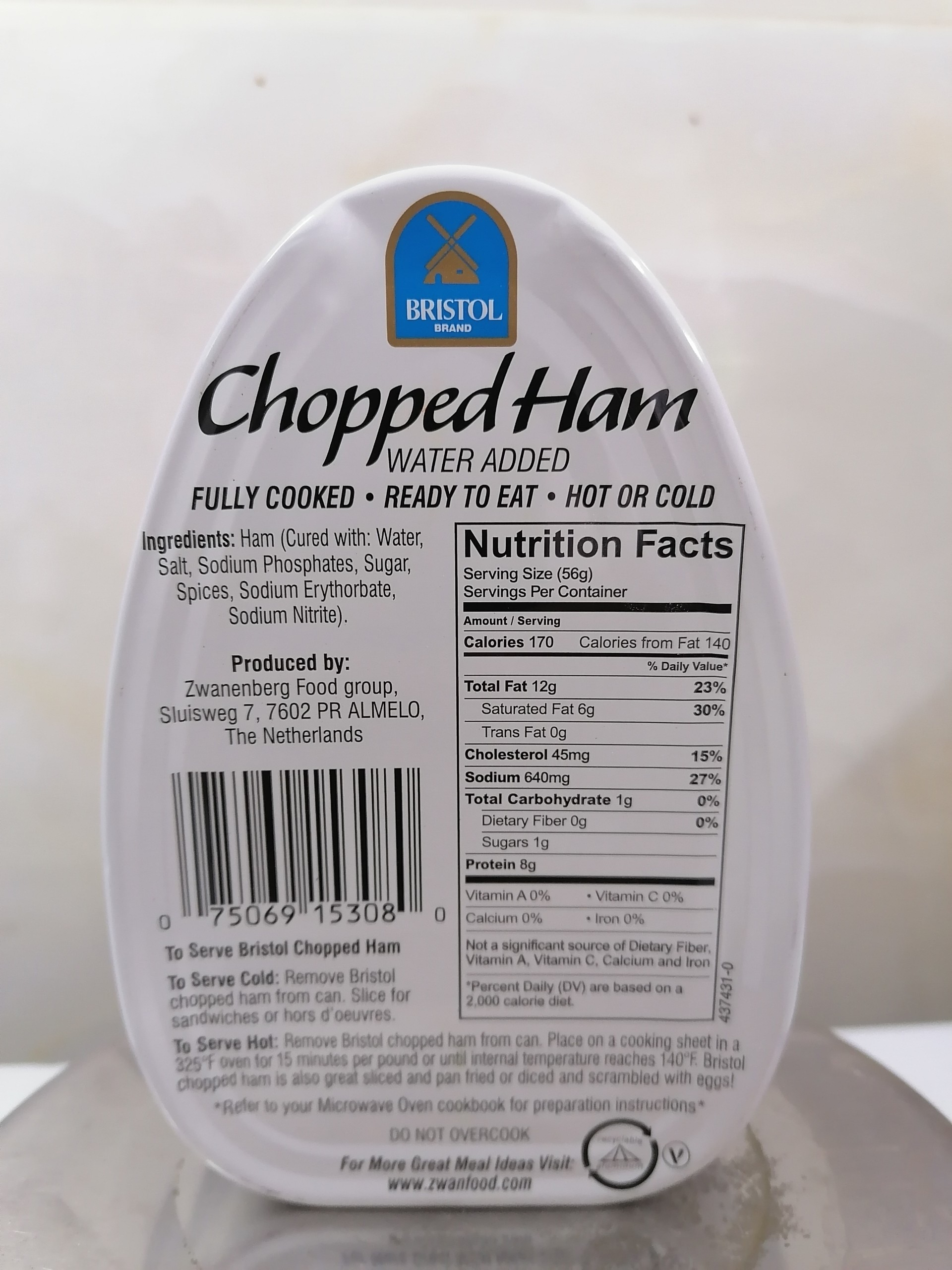 [HỘP ĐỎ 325g (OVAL)] THỊT HEO XẮT NHỎ [Netherlands] BRISTOL Chopped Ham Water Added (nhn-hk)