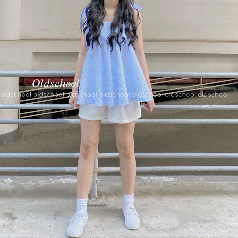 (Oldschoolcloth)SET BABYDOLL BUỘC VAI & QUẦN ĐÙI (ảnh thật)