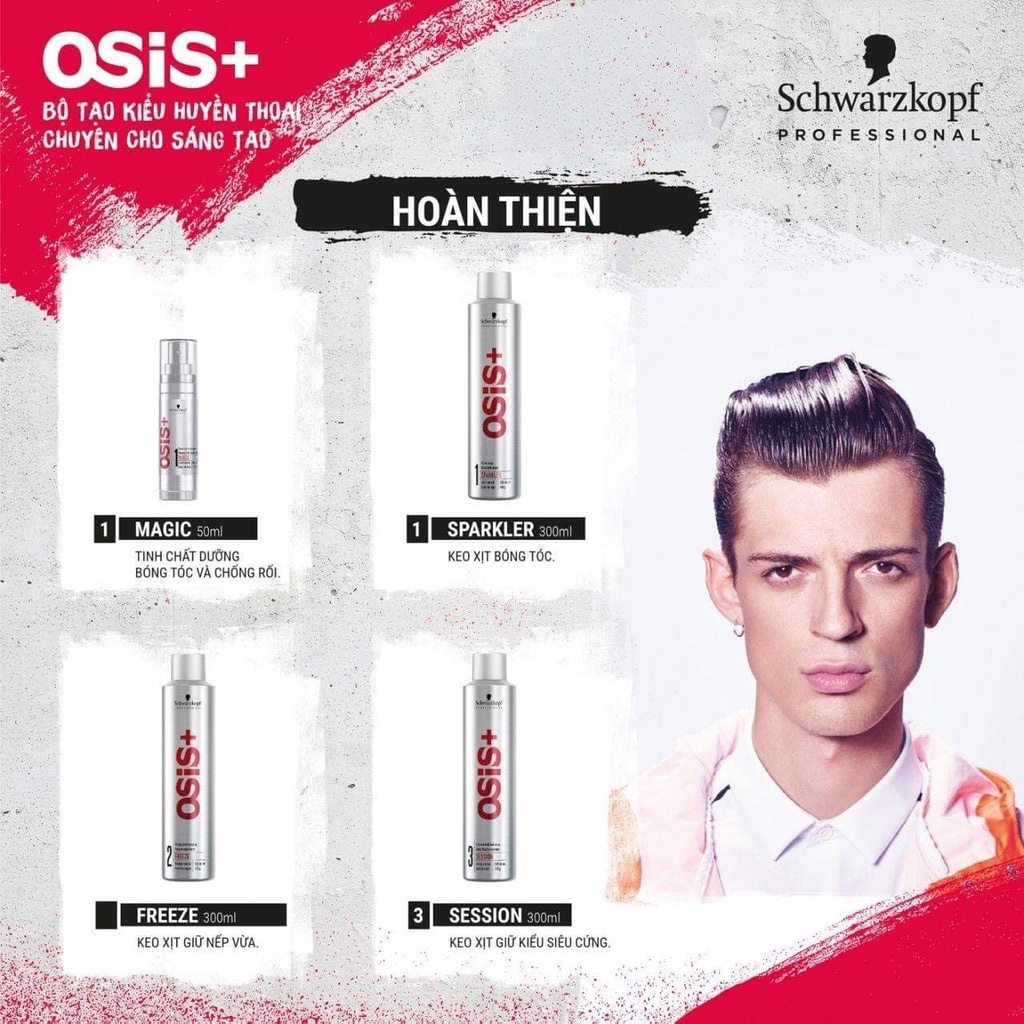 [Có bill] Keo Xịt Bóng tóc Osis+ 1 Sparkler 300ml (Hàng Nhập Đức)