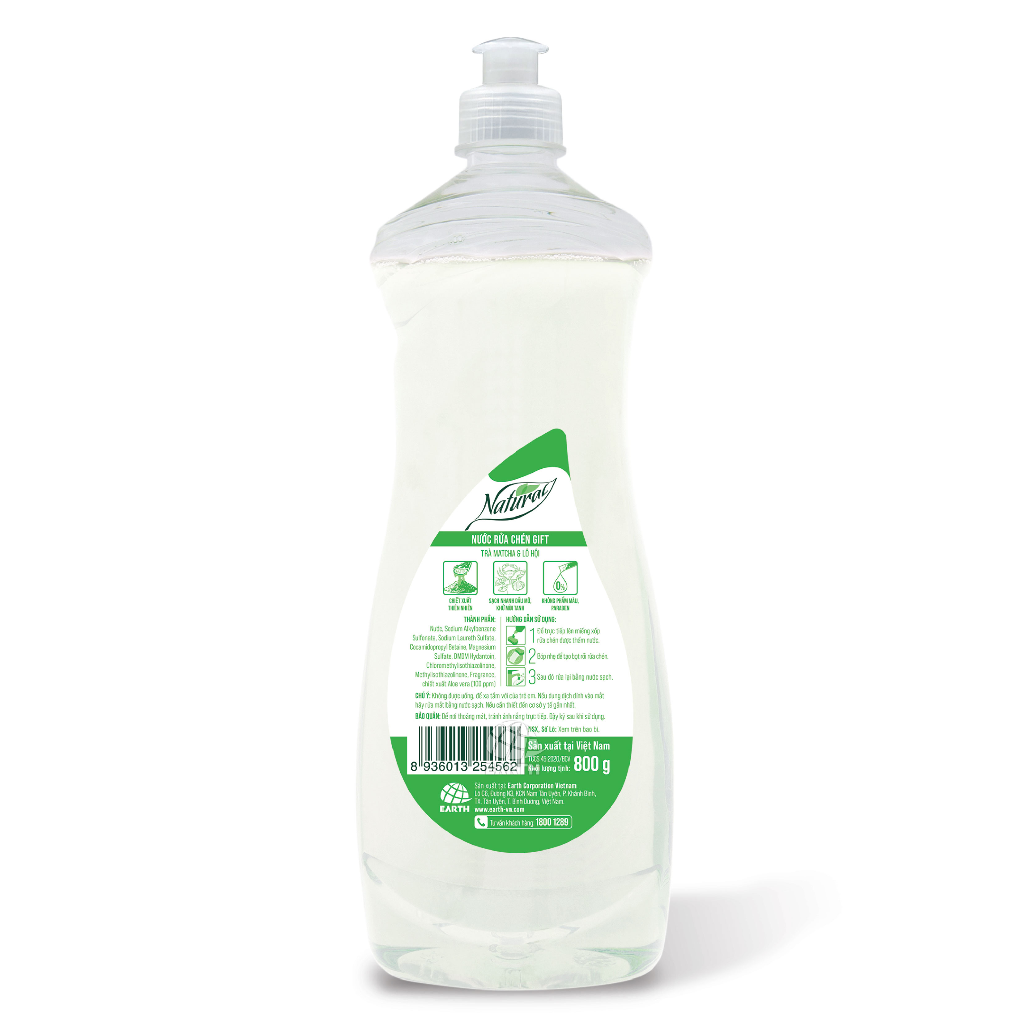 Nước rửa chén Gift Natural (Chanh Yuzu & Gừng/ Trà Matcha & Lô Hội) Chai 800g