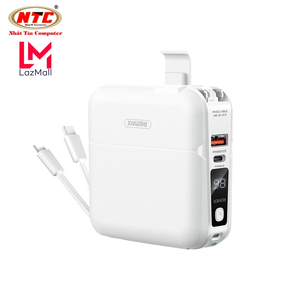 Pin dự phòng kiêm bộ sạc cho iph 15 Remax RPP-20 15000mAh kèm 2 cáp Output, QC3.0 và PD18W (2 màu) Nhat Tin Authorised Store