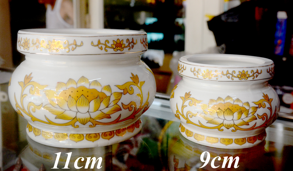 [HCM]Lư hương thờ cúng sứ trắng sen vàng-nhiều cỡ