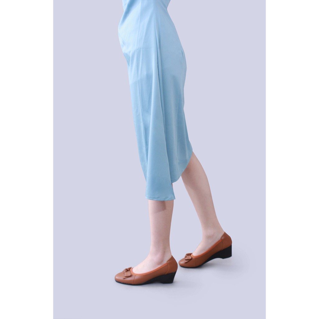 Giày búp bê đế xuồng 3cm da thật êm chân màu đen x461